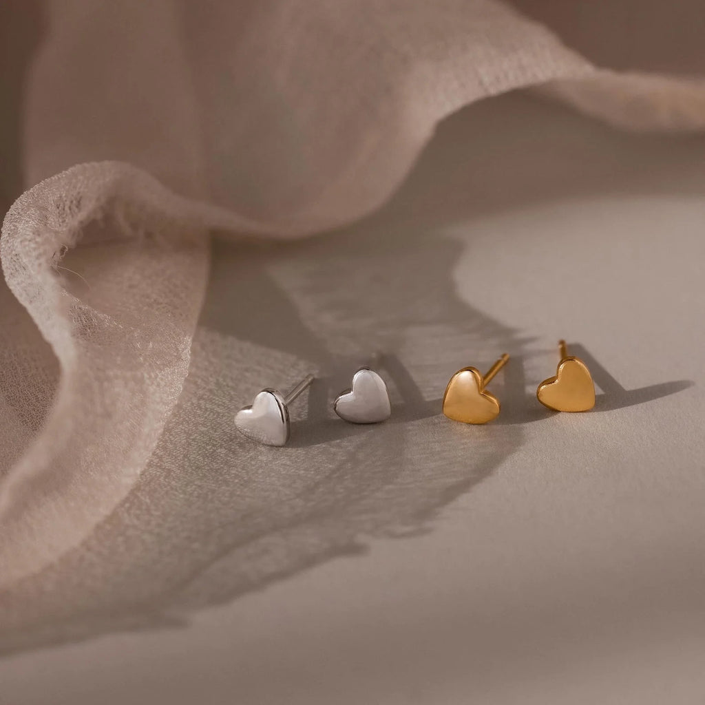 Classic Heart Studs Silver 18K Gold Plated