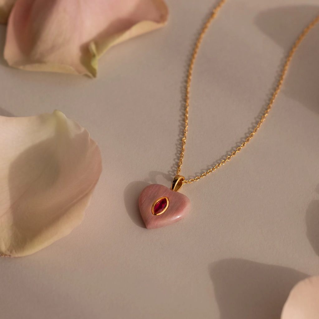 Ruby Crystal Necklace Silver 18K Gold Plated