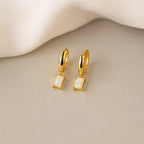 Baguette Birthstone Huggies Silver 18K Gold Plated