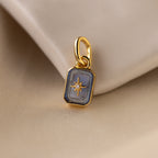 North Star Aquamarine Charm  Silver 18K Gold Plated