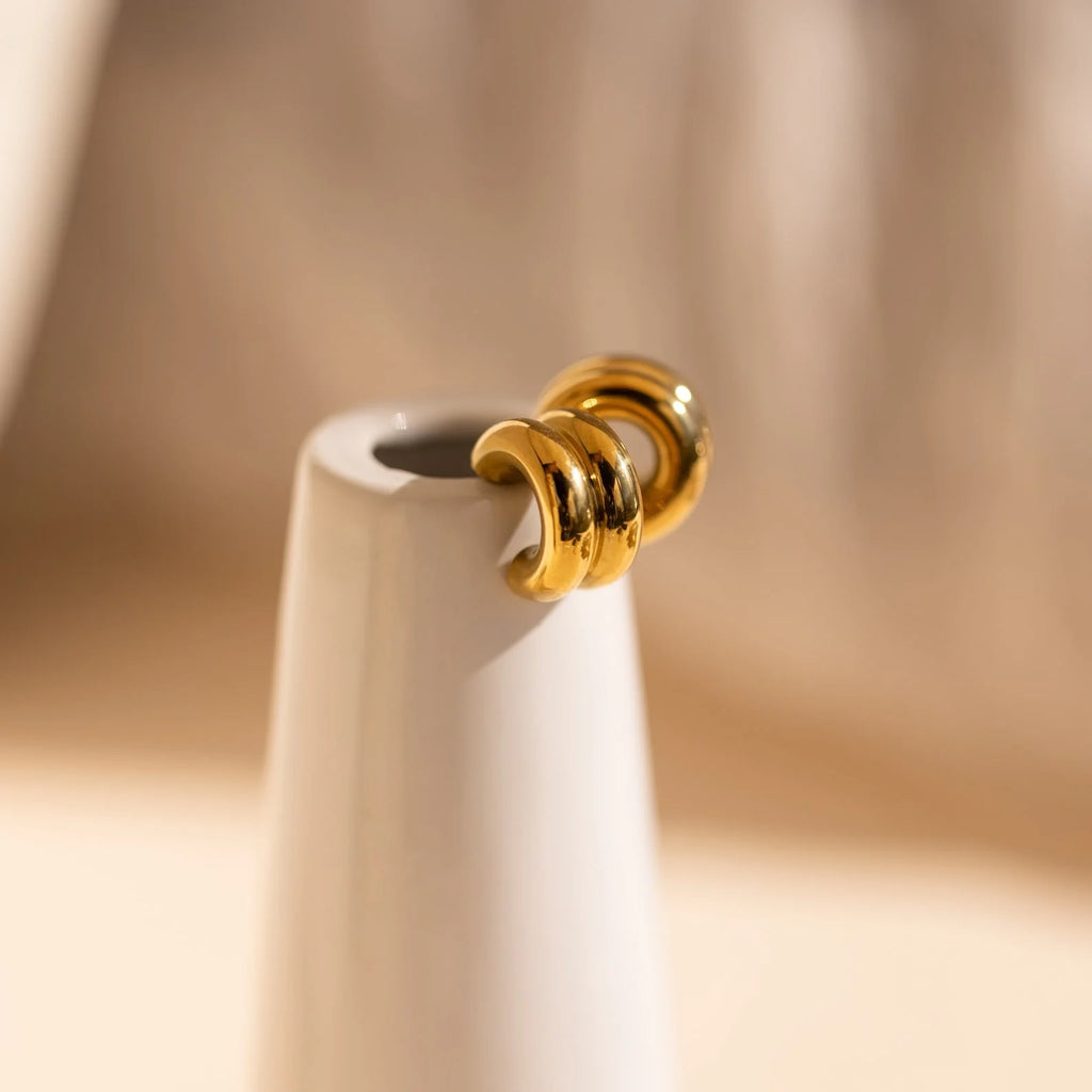 Chunky Double Hoops Silver 18K Gold Plated