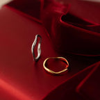 Mixed Metal Wave Ring Set Silver 18K Gold Plated
