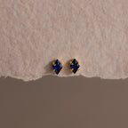Rhombus Sapphire Flatback Studs Silver 18K Gold Plated