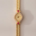 Art Deco Ruby Timepiece Silver 18K Gold Plated