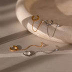 Pave Chain Ear Cuffs Silver 18K Gold Plated