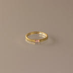 Dainty Ribbed Birthstone Ring Silver 18K Gold Plated