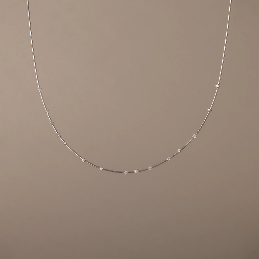 Sprinkle Diamond Necklace Silver 18K Gold Plated