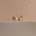 Pearl Diamond Cluster Studs Silver 18K Gold Plated