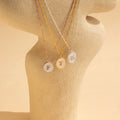 Pearl Initial Disc Necklace  Silver 18K Gold Plated