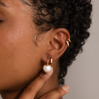 Pearl Dome Drop Earrings Silver 18K Gold Plated