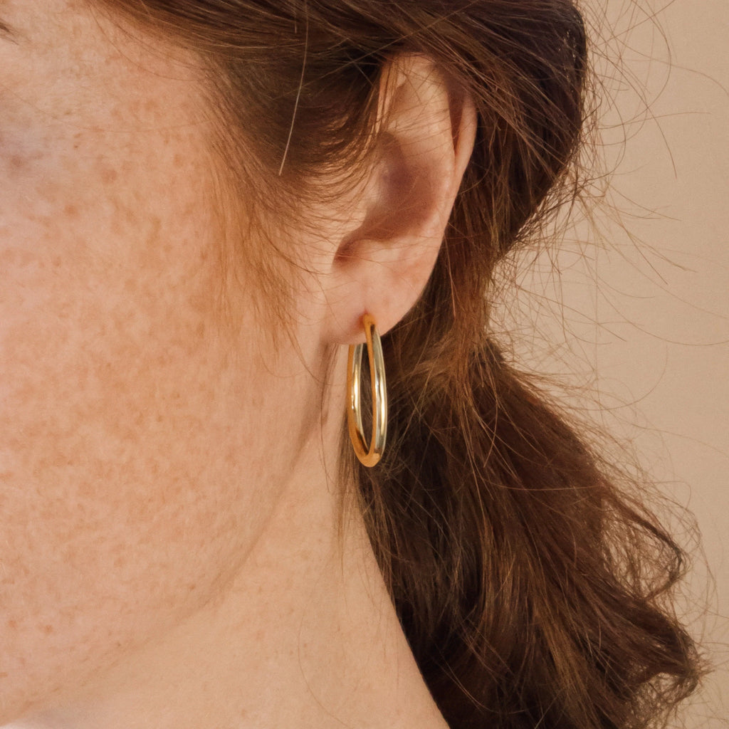 Anine Oval Hoops Silver 18K Gold Plated