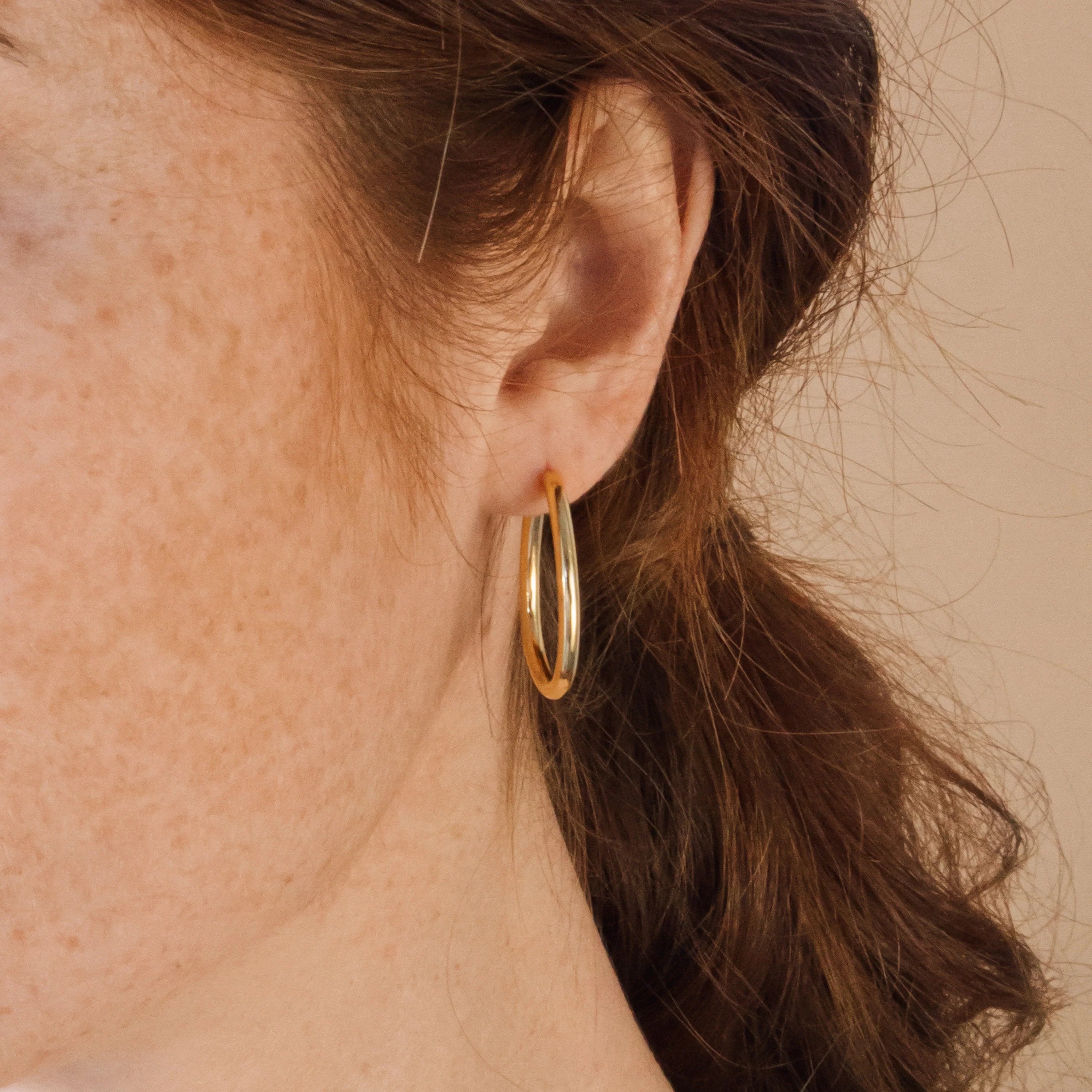 Anine Oval Hoops Silver 18K Gold Plated