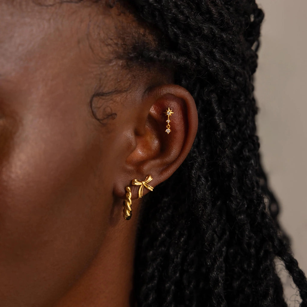 Bow Studs Silver 18K Gold Plated