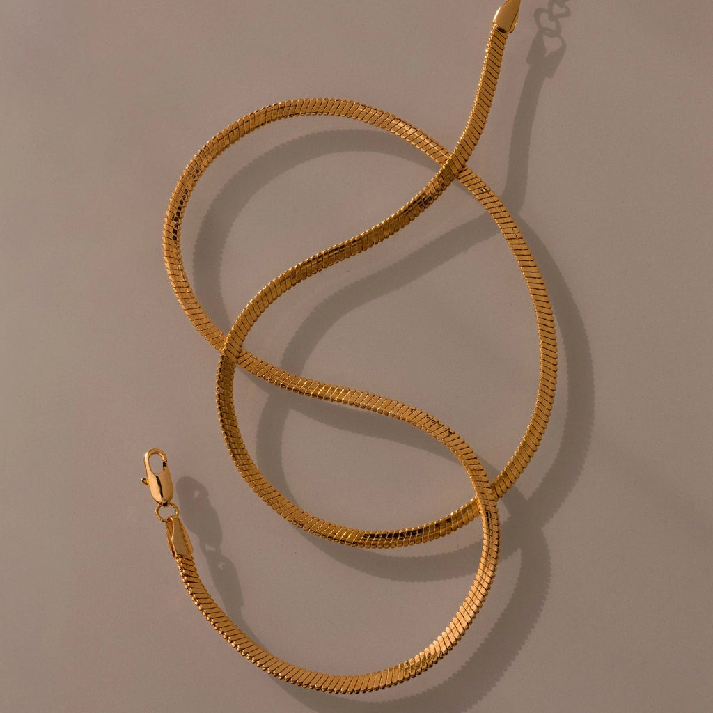 Bold Snake Chain Necklace Silver 18K Gold Plated