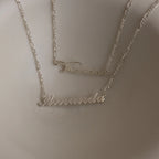 Figaro Chain Name Necklace Silver 18K Gold Plated