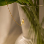 Mini Sideways Initial Necklace Silver 18K Gold Plated