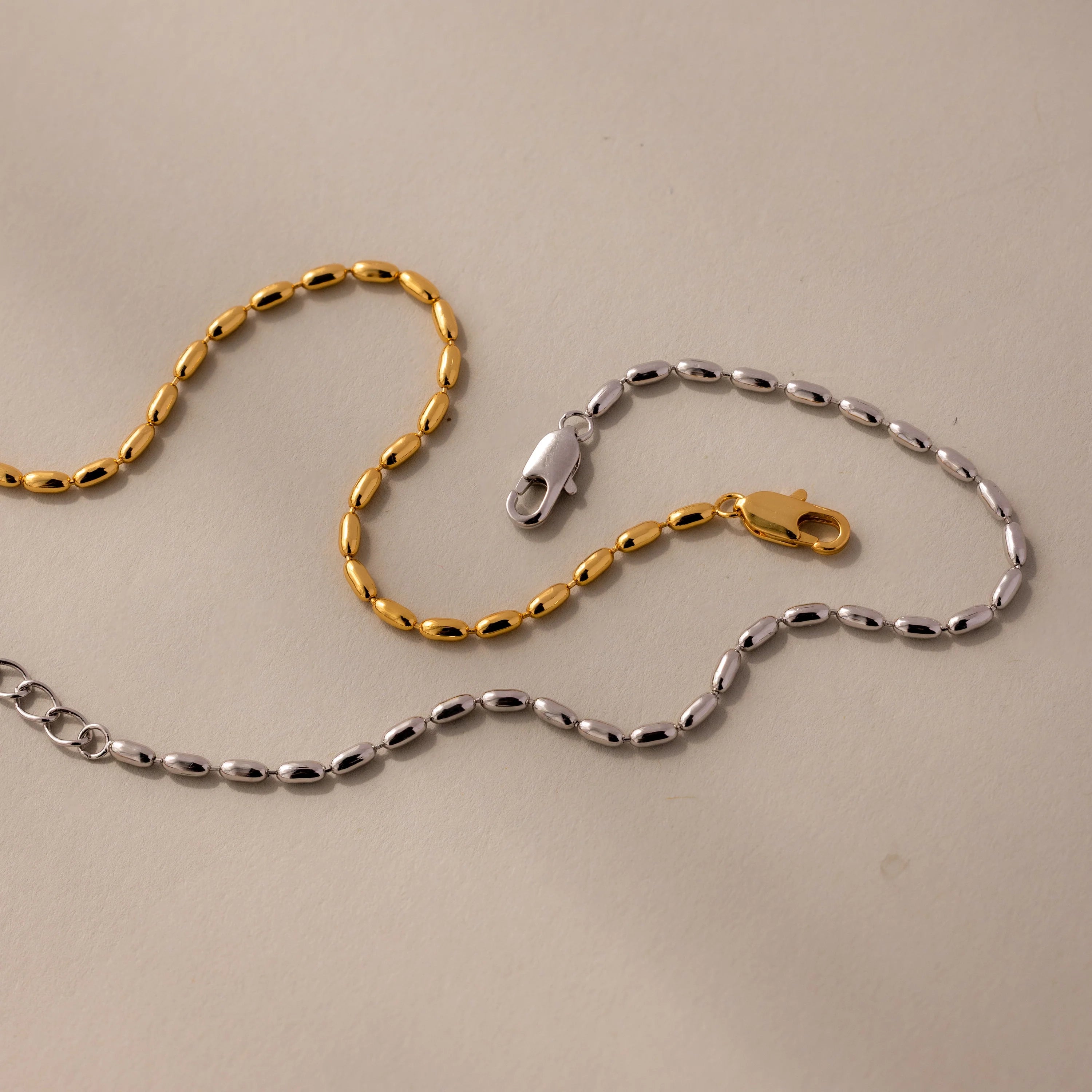Oval Beaded Bracelet Silver 18K Gold Plated