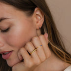 Indigo Blue Opal Huggies Silver 18K Gold Plated