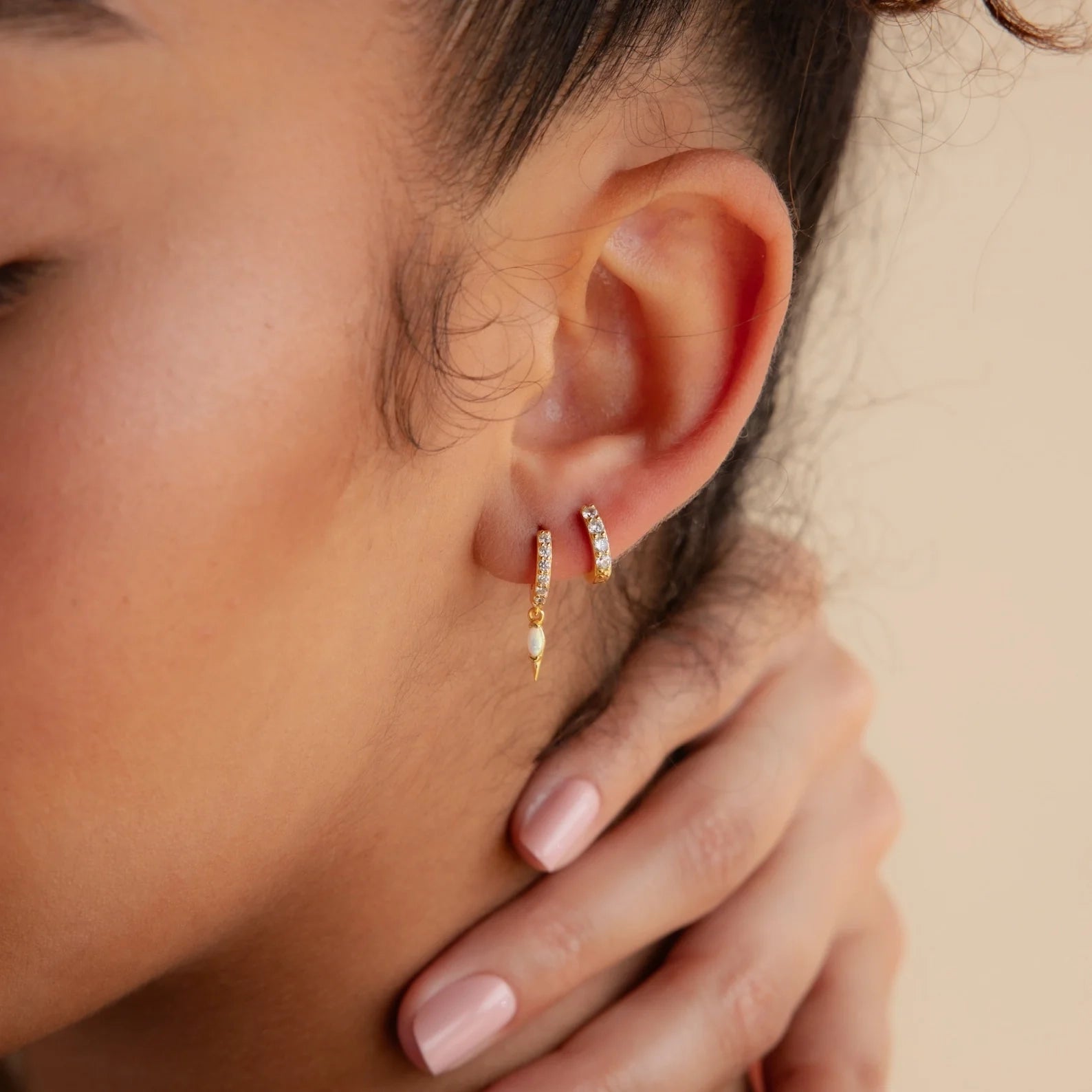 Raine Opal Dagger Huggies Silver 18K Gold Plated