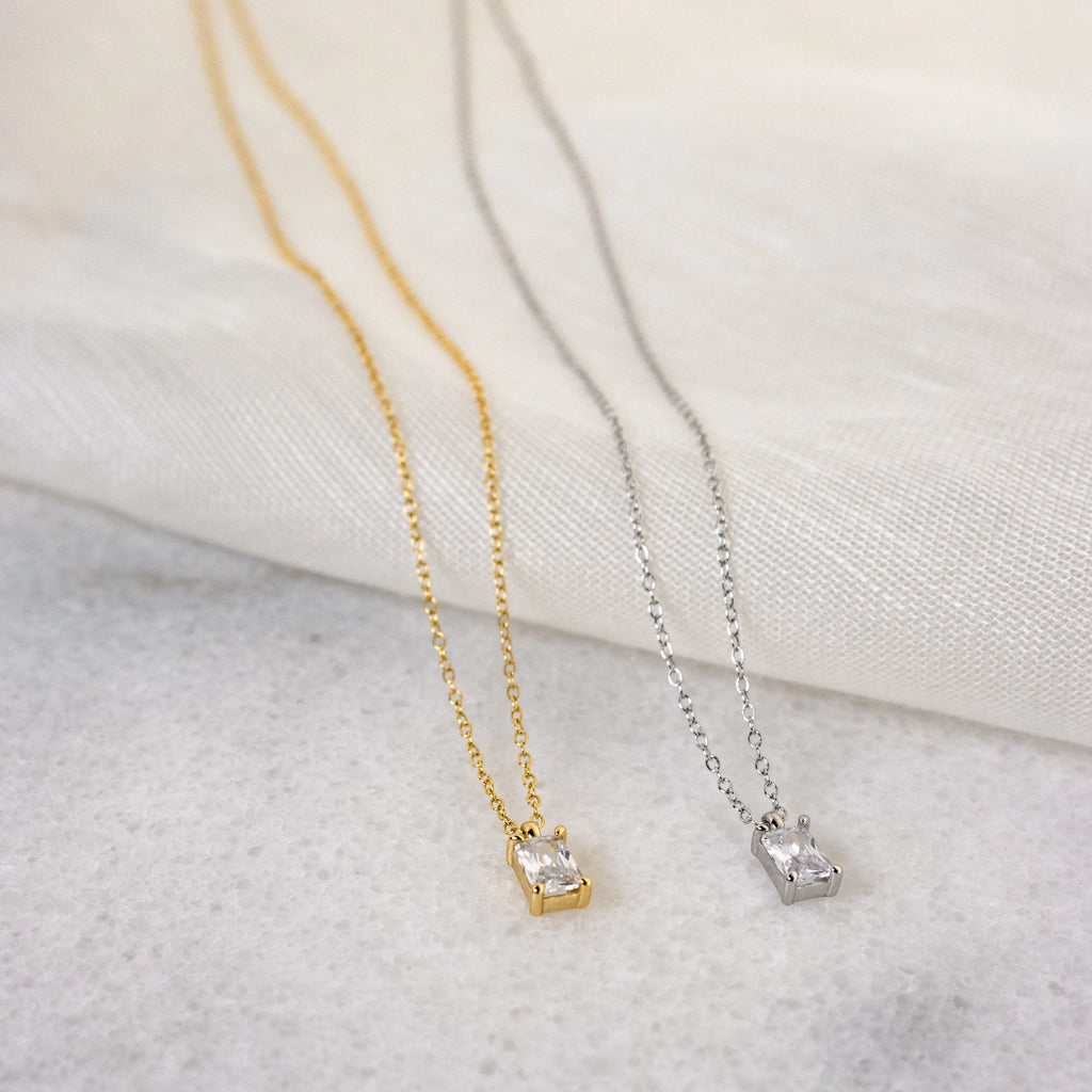 Sage Diamond Necklace Silver 18K Gold Plated