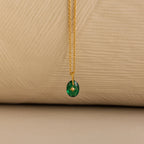 Emerald North Star Birthstone Necklace Silver 18K Gold Plated