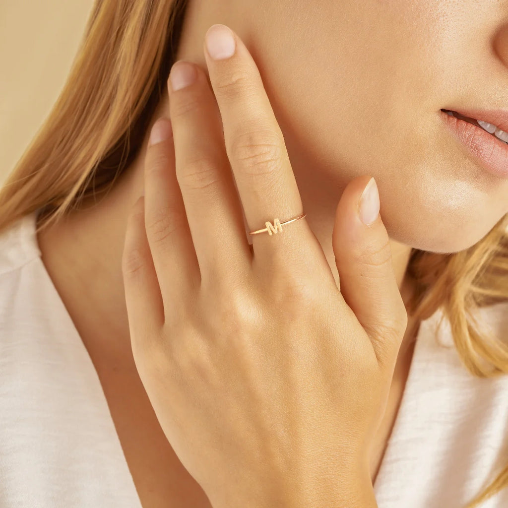 Alex Dainty Letter Ring Silver 18K Gold Plated