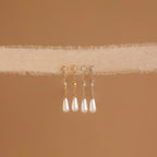 Diamond Pearl Chain Earrings Silver 18K Gold Plated