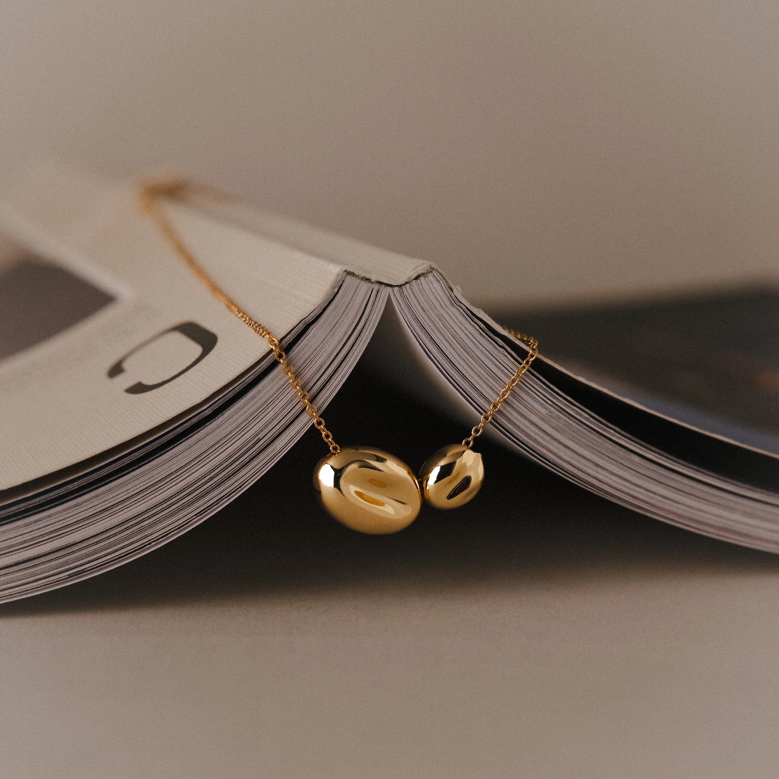 Duo Pebble Necklace Silver 18K Gold Plated