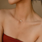 Marquise Diamond Flower Necklace Silver 18K Gold Plated