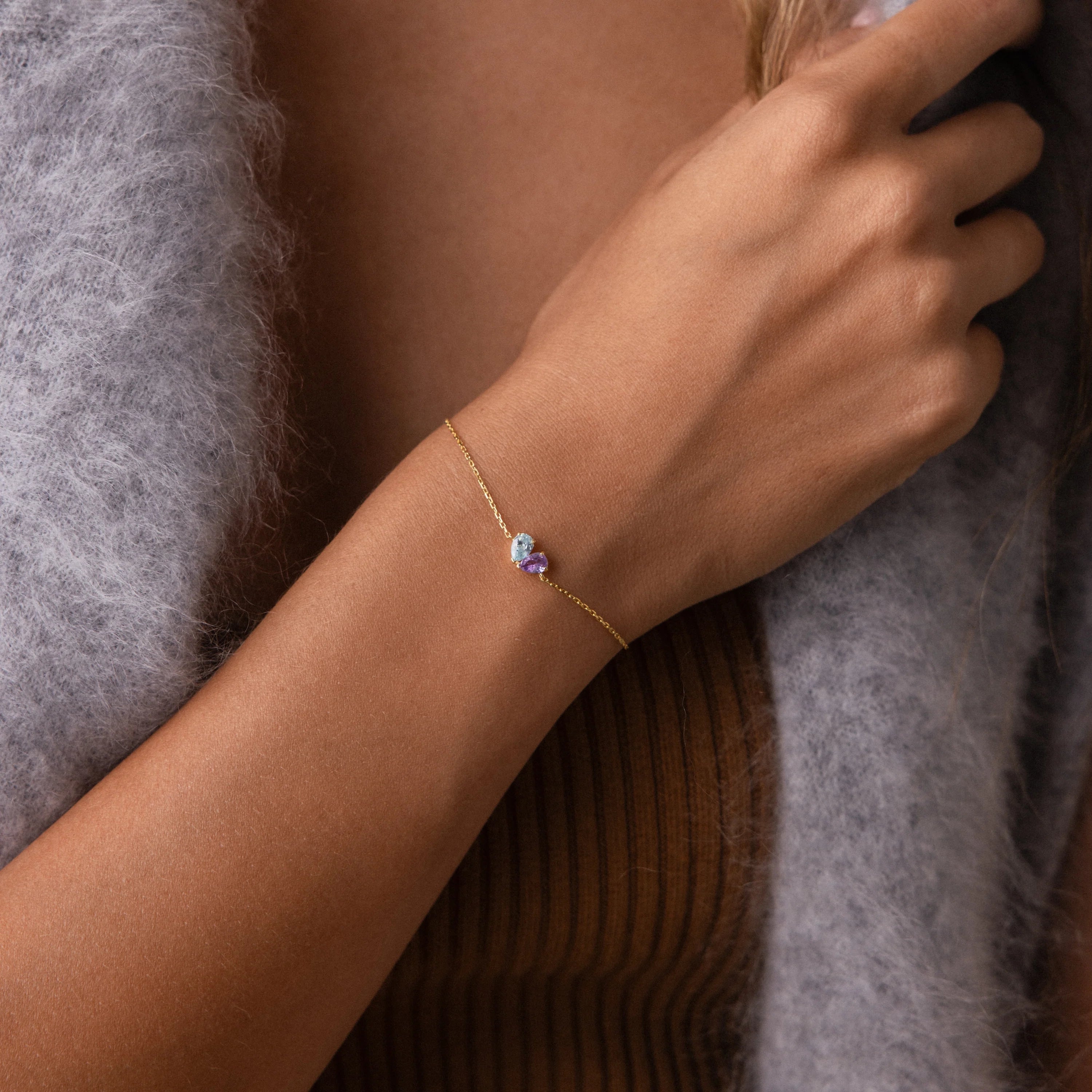 Toi et Moi Teardrop Heart Bracelet Silver 18K Gold Plated