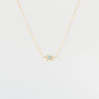 Opal Pave Eye Charm Necklace Silver 18K Gold Plated