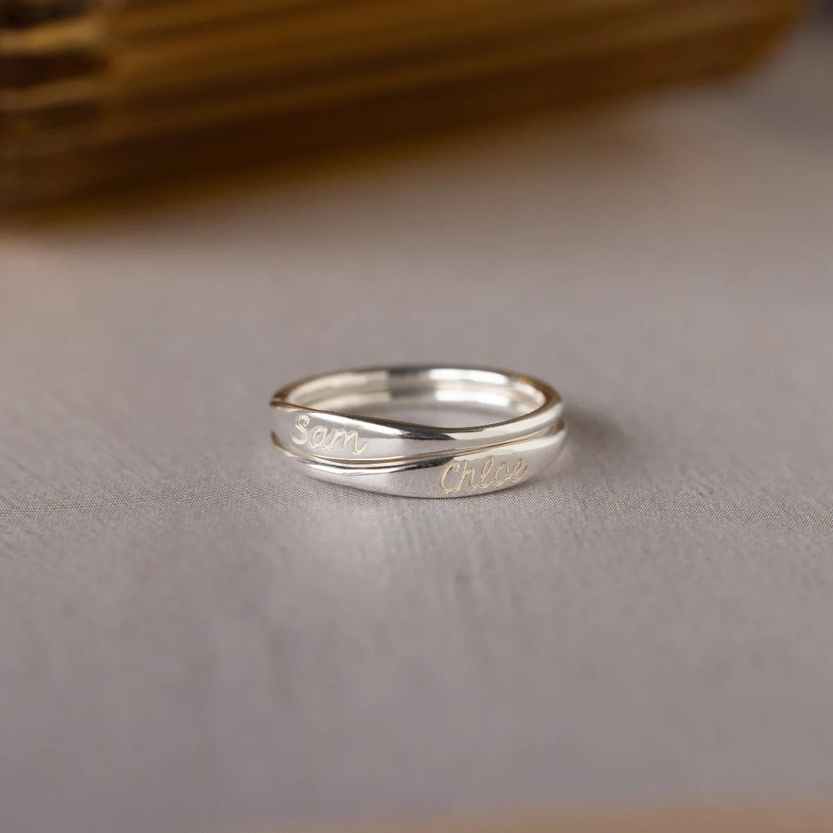 Ann Skinny Name Ring Silver 18K Gold Plated