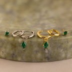 Emerald Earrings Set Silver 18K Gold Plated
