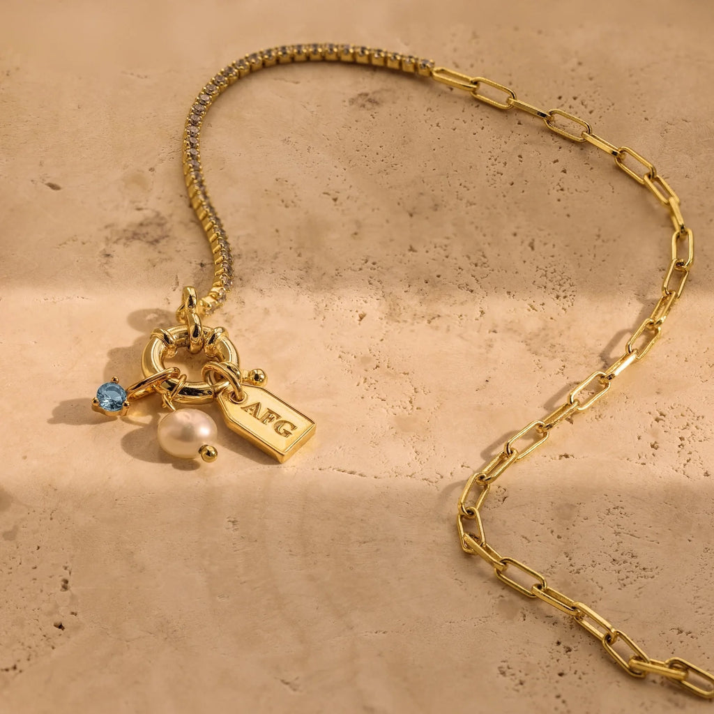 Sapphire Dainty Charm Silver 18K Gold Plated