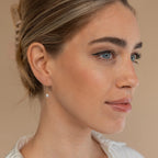 Diamond Pearl Drop Earrings Silver 18K Gold Plated