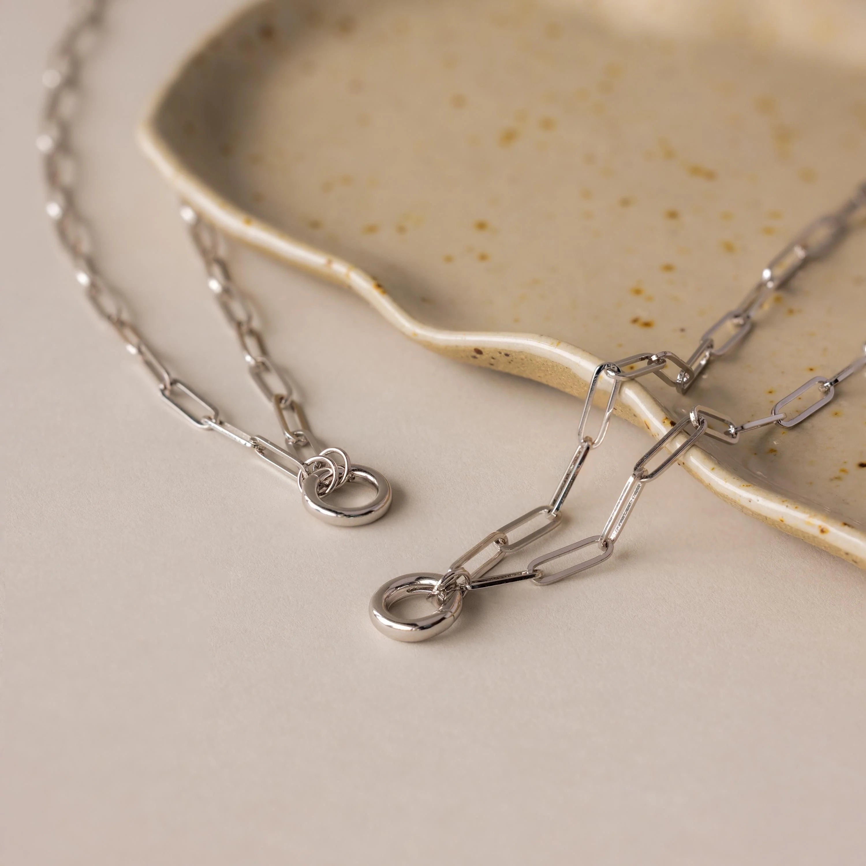 Paperclip Clasp Necklace Silver 18K Gold Plated