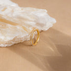 Alicia Pearl Inlay Band Silver 18K Gold Plated
