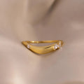 Organic Diamond Curve Ring Silver 18K Gold Plated
