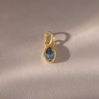 Teardrop Aquamarine Charm Silver 18K Gold Plated