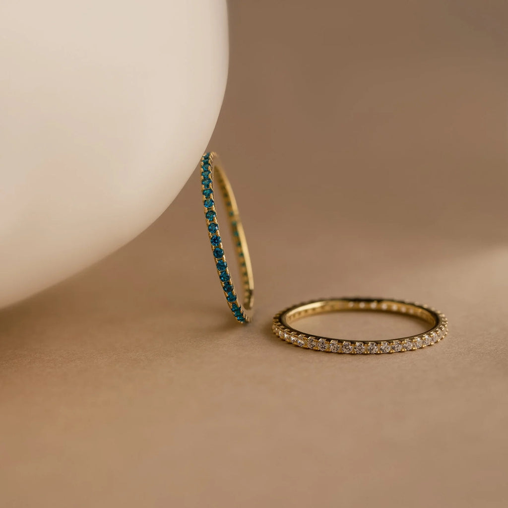 Eternity Birthstone Ring Silver 18K Gold Plated