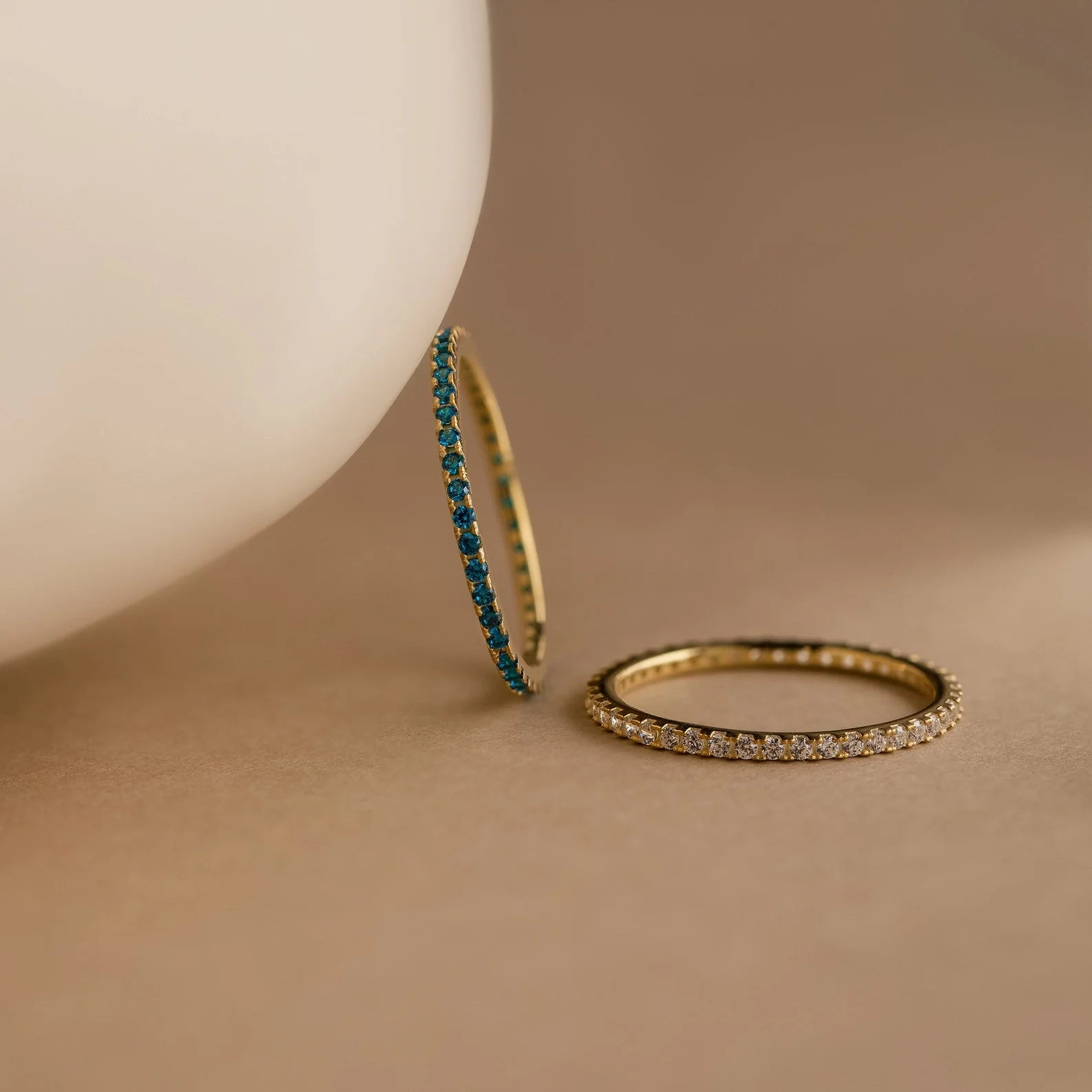 Eternity Birthstone Ring Silver 18K Gold Plated