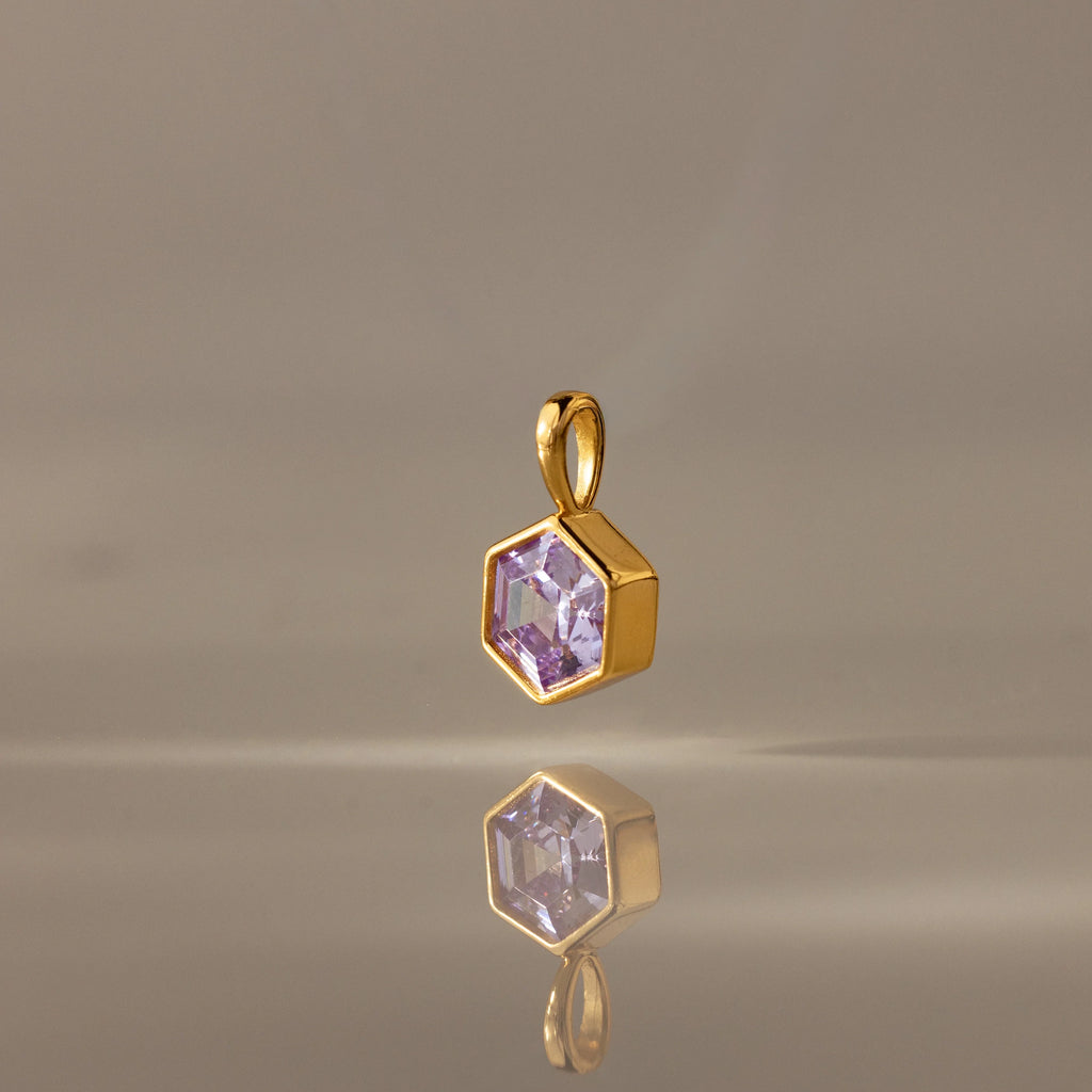 Hexagon Alexandrite Charm Silver 18K Gold Plated