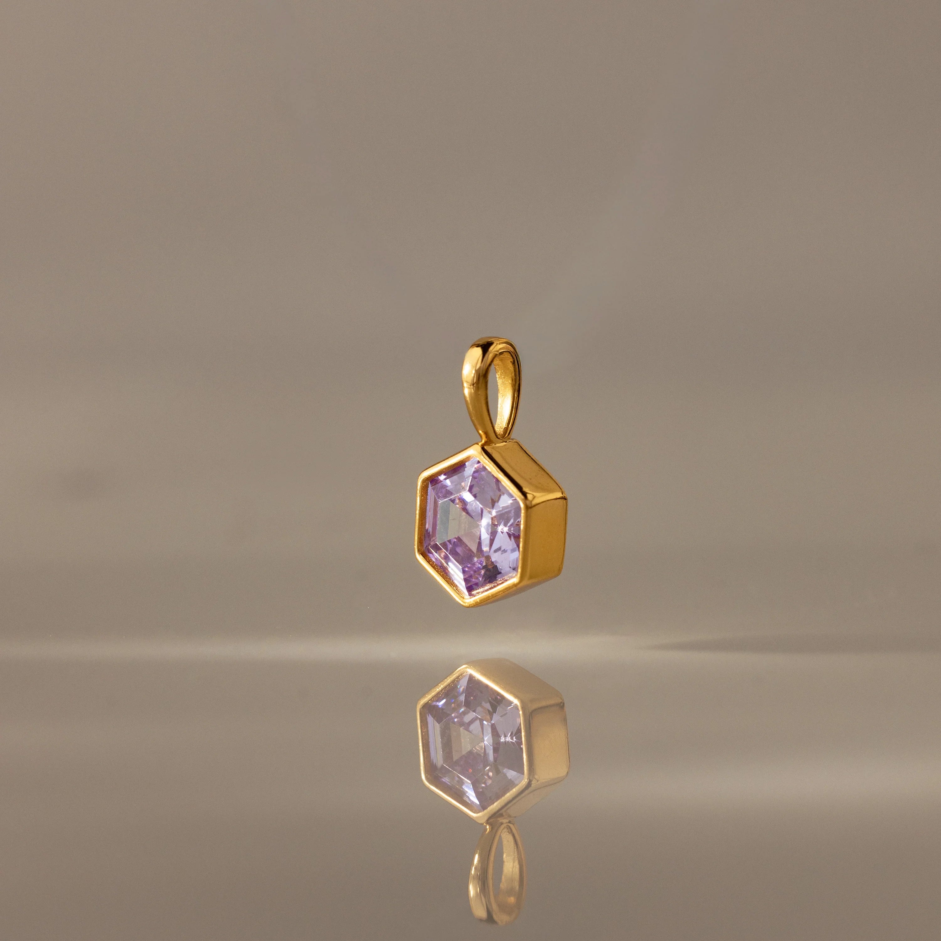 Hexagon Alexandrite Charm Silver 18K Gold Plated