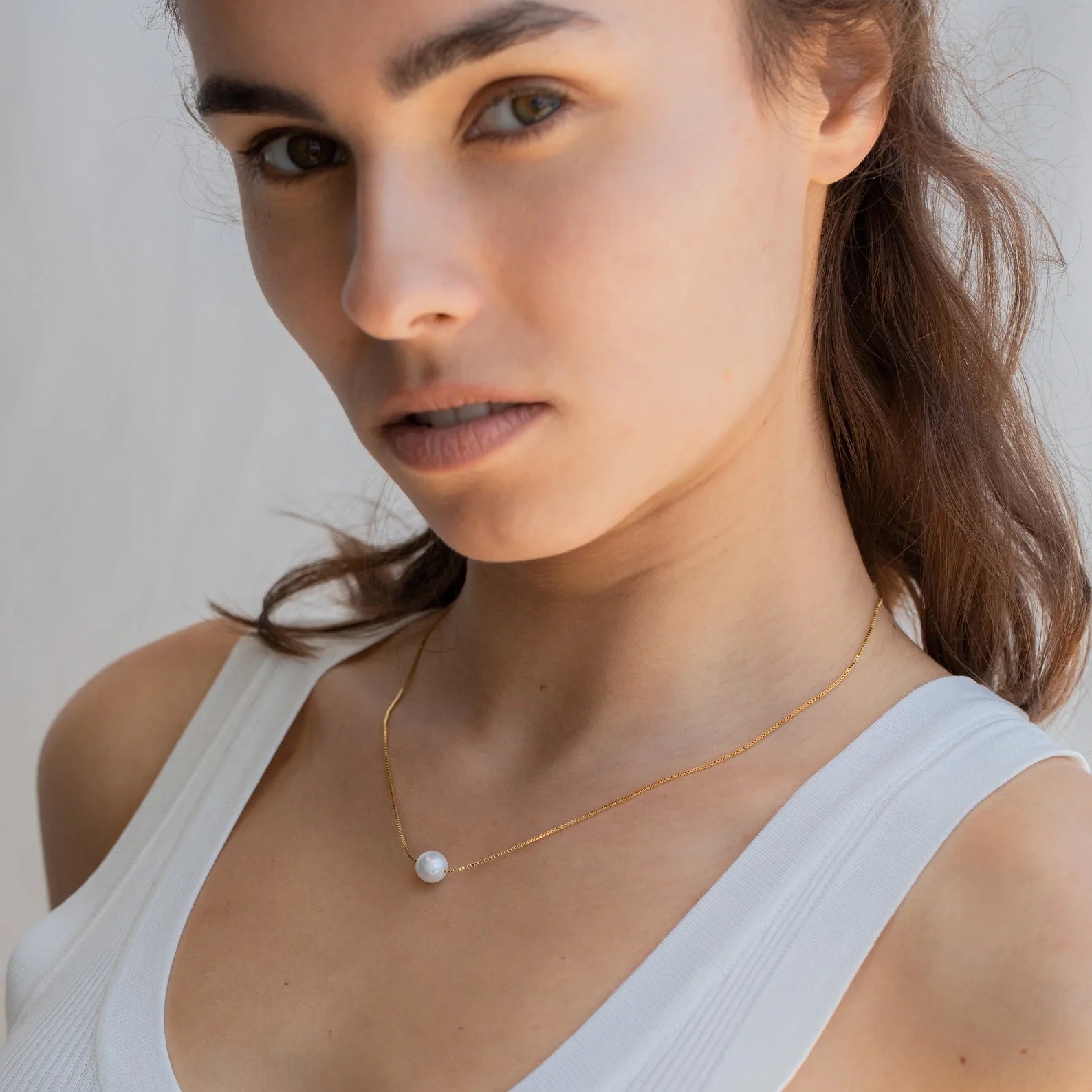 Freshwater Pearl Necklace Silver 18K Gold Plated