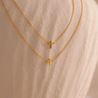 Dainty Cross Necklace Silver 18K Gold Plated
