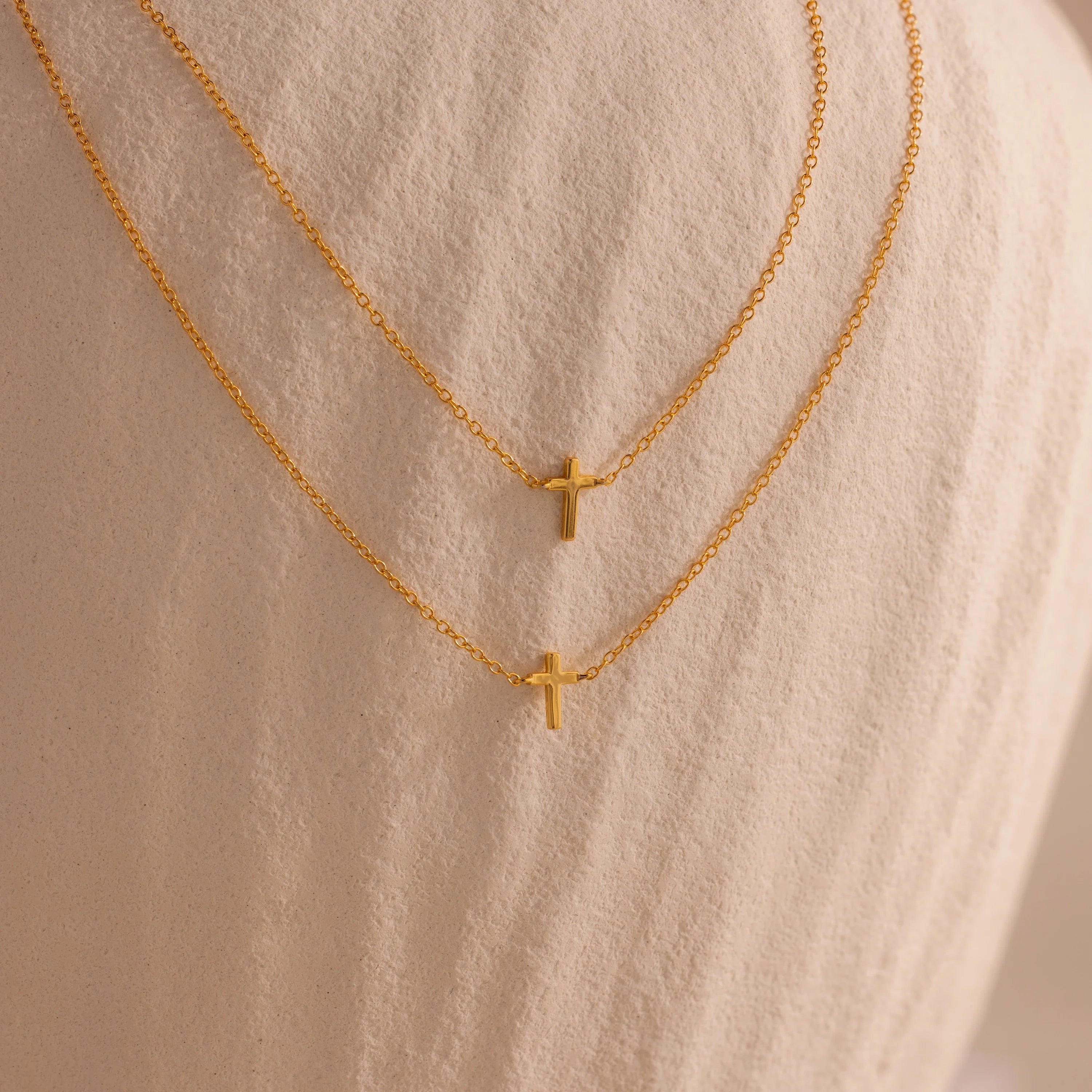 Dainty Cross Necklace Silver 18K Gold Plated
