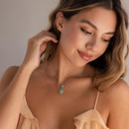 Jade Flower Teardrop Necklace Silver 18K Gold Plated