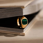 Malachite Signet Ring Silver 18K Gold Plated