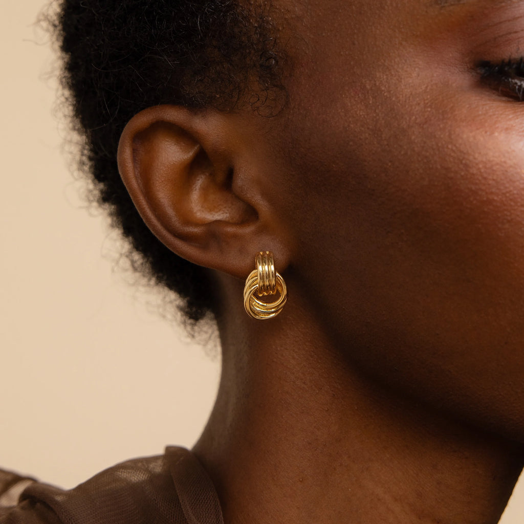 Mini Triple Knot Earrings Silver 18K Gold Plated