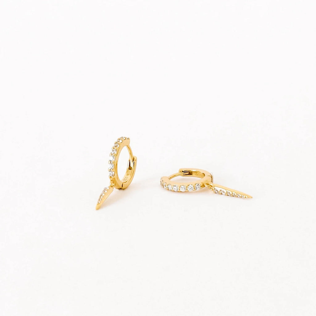 Diamond Quinn Pave Dagger Huggies Silver 18K Gold Plated